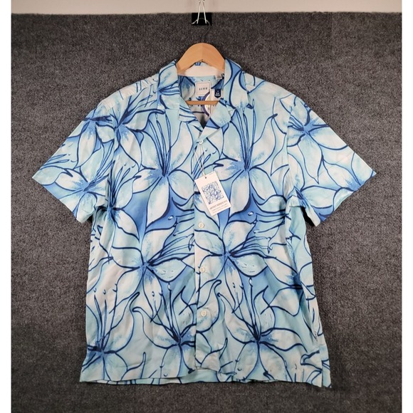 ROWM Other - ROWM Button Down Shirt Mens Large Blue Tropical Hawaiian Floral Beach NWT $65